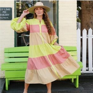 Vibrant Long Sleeve Striped Dress